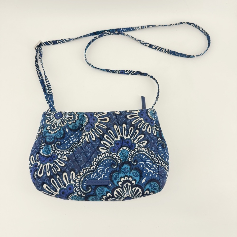 Vera Bradley Quilted Paisley Crossbody Bag Shoulder Bag Adjustable Strap Blue